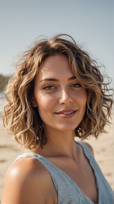 Texture Waves Hair, Beachy Shoulder Length Hair, Wavy Bob Natural, Long Bob Curly Haircuts, Cute Short Haircuts For Wavy Hair, 2b Wavy Hair Haircuts Short, One Length Curly Bob, Curly Hair Bobs Naturally, Fine Curly Bob