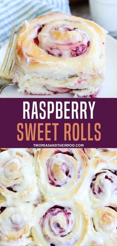 raspberry sweet rolls on a white plate