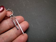 Stick clip-on, stick earring, silver stick clip-on, silver bar clip-on, non pierced ear, men bar clip-on, silver stick, men silver bar, bar clip-on, for man men silver bar, modern silver stick, men silver bar, trendy men earring, gays earring Stainless steel stick clip-on with connector total length 1 3/4 Inches ( 4,4 cm ) Sticks charm length 25, 17 mm. Stainless steel hook size 14 mm. Modern and trendy earring Hipster Gifts, Man Bars, Metal Spikes, Stick Earrings, Industrial Jewelry, Silver Wings, Men Earrings, Trendy Earrings, Cross Earrings