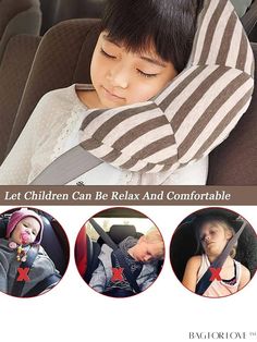 the child is asleep in the car seat with his head on the armrests