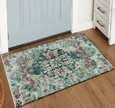 PRICES MAY VARY. [Exclusive Design Accent Rug] - This oriental area rug brings a vibrant color scheme and bohemian floral style print to your space. It mainly features a teal, yellow, red design patterns, has a mystical quality that feels right out of a fairy tale, with purposeful distressing to add vintage appeal to your space. [Safety Non-Slip Mat] - Our washable rug made of extra-absorbent fabric top layer and skid resistant backing which is safe for everyday indoor high traffic area from kid Bedroom Teal, Medallion Area Rug, Kitchen Rugs Washable, Bohemian Area Rug, Vintage Throws, Entryway Kitchen, Front Door Mats, Bohemian Floral, Bohemian Area Rugs