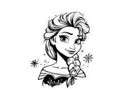 the princess from disney's frozen world with snowflakes on her head and hair