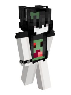 a black and white minecraft creeper holding a red object in his hand with one eye open