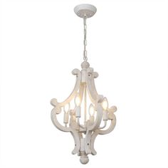 a white chandelier with five lights hanging from it's center and bottom