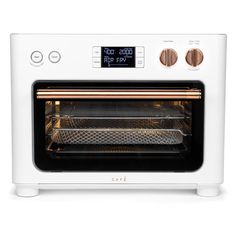 an oven with the door open on a white background