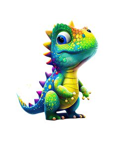 an image of a cartoon dinosaur with spikes on his head and tail, sitting down