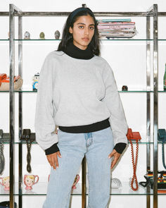 Cozy. That’s Los Angeles. Liri is shown here wearing our HF-313 Heavy Fleece Oversized Turtleneck Sweater with Contrast Rib in Heather Grey/Black with our RDNW01 Women’s Relaxed Fit Jeans. Made in Los Angeles by workers earning fair wages. #thatslosangeles #losangelesapparel #turtleneck #sweater #madeinusa Streetwear Turtleneck Sweatshirt With Ribbed Cuffs, Relaxed Fit Turtleneck Sweatshirt For Layering, Turtleneck Sweatshirt With Relaxed Fit For Layering, Sporty Turtleneck Sweatshirt For Layering, Relaxed Fit Turtleneck Sweatshirt, Leftover Rolls, Los Angeles Apparel, Oversized Turtleneck Sweater, Oversized Turtleneck