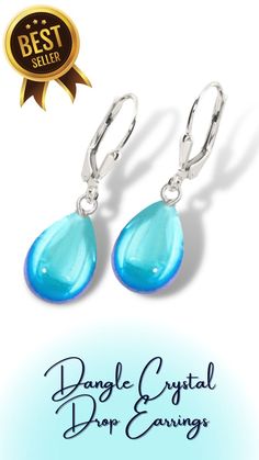 Dangle Crystal Drop Earrings Outfits For Casual, Love Affection, Blue Drop Earrings, Iridescent Crystal, Casual Date, Evening Outfits, Crystal Drop Earrings, Everyday Earrings, Crystal Drop