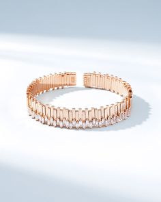 Suzanne Kalan Golden Stacker Diamond Bangle in 18k rose gold Elegant Baguette Cut Rose Gold Diamond Bracelet, Elegant Rose Gold Baguette Cut Tennis Bracelet, Elegant Rose Gold Baguette Cut Diamond Bracelet, Luxury Rose Gold Baguette Cut Bracelets, Elegant Rose Gold Baguette Diamond Tennis Bracelet, Wedding Rose Gold Diamond Bracelet With Baguette Diamonds, Formal Rose Gold Baguette Cut Bracelet, Rose Gold Diamond Bracelets With Baguette Diamonds, Luxury Rose Gold Tennis Bracelet With Baguette Diamonds