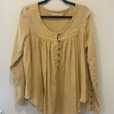 Never Worn! Beige Casual Peasant Top For Daywear, Casual Beige Peasant Top For Daywear, Cute Shirts, Free People Tops, Tunics, Tunic Tops, Free People, Womens Tops, Yellow