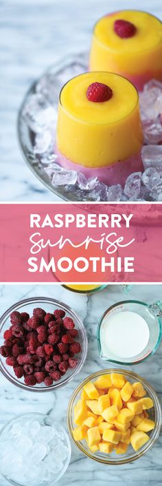 raspberry souffle smoothie with fresh fruit and yogurt