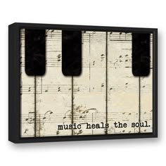 music heals the soul poster with piano keys