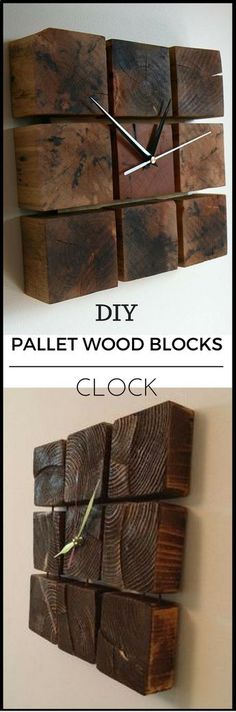 this is an easy diy pallet wood block clock