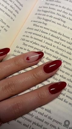 Short Red Nails, Red Gel Nails, Wine Nails, Maroon Nails, Red Nail, Heart Nails, Chic Nails, Nail Arts, Valentine's Day Nails