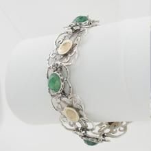 Hadar Jewelry Handmade 9k Yellow Gold 925 Silver Emerald Bracelet (I b Elegant Handmade Sterling Silver Oval Link Bracelet, Gold Link Bracelet, Emerald Bracelet, Gold Link, Gold Circle, Green Jewelry, Emerald Stone, Green Emerald, Jewelry Handmade