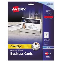 avery clean edge business cards, white, 25 / pack b09905