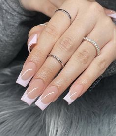 Square Nails Ideas French Tip, Plain Pink French Tips, Square Pink Tips, Nails Plain Acrylic, Acrylic Nails Neutral Colors, White Coffin French Tip Nails, Plain Square Acrylic Nails, Nude French Tip Acrylic Nails, Square Medium Nails Acrylics