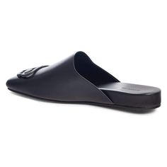 These black Balenciaga BB logo leather slipper shoes feature a square toe, slip-on design, flat sole and BB logo plaque.Calfskin leather with leather soleRubber tap heelMatte black-tone BB logo detail Composition: Leather 100%Lining Composition: Leather 100%Sole Composition: Leather 100% Fits true to sizeDisigner ID: 590935 WA722 Made in Italy Flat Calf Leather Slip-ons With Leather Sole, Flat Calf Leather Mules With Leather Sole, Black Calf Leather Flats With Textured Sole, Black Calf Leather Slip-on Flats, Flat Calf Leather Slip-ons With Textured Sole, Flat Calf Leather Slip-ons With Rubber Sole, Designer Slip-on Flats With Leather Sole, Sleek Calf Leather Slip-on Flats, Flat Calf Leather Mules With Removable Insole