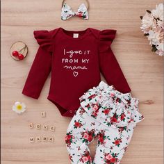 Brand New Three-Piece Set. Includes Top With Button Bottom, Pants And Cute Head Bow. All Sizing Info Is In Pictures. Size 74 Floral Outfit Summer, Aesthetic Baby, Baby Mode, Baby Basics, Fashion Boy, Fashionable Clothes, Long Romper, Adidas Girl