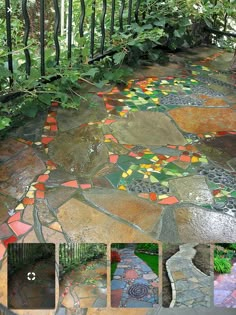 the steps are made out of different colored stones