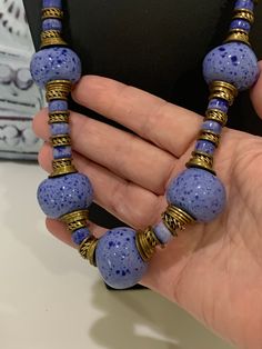 -Vintage Ceramic Blue Beaded Necklace  -Artisan Made Necklace  -Very Good Condition Ceramic Beads Necklace, Blue Beaded Necklace, Jewelry Making Necklace, Ceramic Beads, Beads Necklace, Gorgeous Necklaces, Blue Beads, Heart Earrings, Bead Necklace