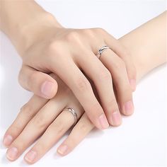 Size: Adjustable Opening Fashion Element: Round Style: Fashion OL Minimalist White Couple Rings For Promise, Minimalist White Couple Promise Rings, Minimalist Adjustable White Couple Rings, Couple Rings Engagement, Personalized Engagement Rings, Rings Moissanite, Rings Minimalist, Alternative Wedding Bands, Minimalist Engagement Ring