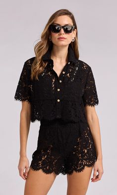 Juni Lace Shirt Black Lace Shirt, Corded Lace, Fit Details, Love Clothing, Lace Shirt, Summer Cotton, Black Lace, Black Shirt, Button Up