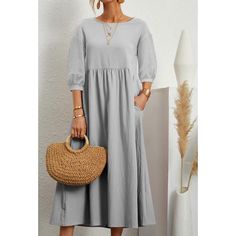 Selling Points1.Gender:Womens2.Neckline:Round Neck3.Sleeve Length:3/4 Length Sleeve4.Sleeve Type:Lantern Sleeve - Lovely lantern sleeve with vintage and antique flavor5.Look After Me:Machine wash6.Season:Summer7.Fit Type:Loose Fit8.Dress Length Type:Midi DressSpecificationsGenderWomensStyleElegant,CasualOccasionBeach,Sports,Daily,Holiday,VacationDresses TypeShift DressNecklineRound NeckFabricCotton,PolyesterDesignPocketSleeve Length3/4 Length SleeveSleeve TypeLantern SleeveElasticityMicro-ela... Midi Dress White, Midi Shift Dress, Womens Shift Dresses, Elegant Casual, Dress Midi, Silver Dress, White Midi Dress, Lantern Sleeve, Pink Light