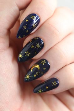 Gold Celestial Moon and Stars Waterslide Nail Decals Bohemian Nail Art Stickers Festival Self Care Gold Star Nail Designs Gift - Etsy Ariana Nails, Nails Sun, Ball Nails, Bohemian Nails, Star Nail Designs, Star Nail, Cute Short Nails, Nagellack Trends, Star Nail Art