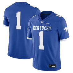 Show off your Kentucky Wildcats pride with this #1 Game Jersey from Nike. This officially licensed jersey is made from 100% recycled polyester and features heat-applied numbers and team details so it looks just like what the Wildcats wear on the field.  The front yoke seam helps create a classic football jersey silhouette. Thanks to Dri-FIT technology, this jersey will keep you cool and comfortable as you cheer on the Wildcats to another victory. Nike Football Season Jersey With Team Name, Nike Jersey With Team Name For Football Season, Nike Football Season Jersey With Team Logo, Nike Jersey With Team Name For Fans, Nike Football Season Jersey, Nike Sports Season Jersey For Fans, Nike Jersey With Team Logo, Nike Sports Fan Jersey, Nike Sports Jersey For Sports Season