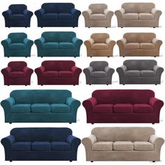 a set of six couches with different colors