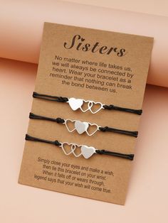 Color: Black Gender: Women Material: Acrylic Product Measurements in cm : Size Length one-size 18-30 Sister Friendship Bracelets, Mother Daughter Bracelet Set, Mother Daughter Bracelets, Bracelet Couple, Sister Bracelet, Sisters By Heart, Pola Gelang, Friend Bracelets, Best Friendship