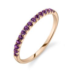 Colette Large Pave Ring Amethyst / 14K Yellow Gold Rings Amethyst, St Valentine, Dainty Band, Black Wedding Band, Minimalist Engagement Ring, Matching Wedding Bands, Aquarius Zodiac, Half Eternity Ring, Pave Ring