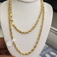 10kt Real Gold Rope Chain 3.8 Mm Thick 24 Inch Length 7.23 Gm Weight Hollow Style 100% Authentic Gold Not A Gold Filled Or Not A Gold Plated Comes In A Gift Box Please Check The Picture Carefully To Understand The Size Of The Thickness Authentic Gold, Gold Rope Chains, Mens Accessories Jewelry, Rope Chain, Real Gold, Gold Filled, Gold Plate, Gift Box, Mens Accessories