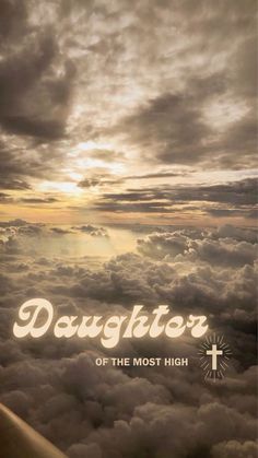 the title for daughter's of the most high, with clouds in the background