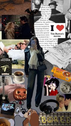 a collage of photos with people and things in them, including pictures from the movies