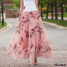 Olivia Mark - Vintage High-Waisted Chiffon Maxi Skirt with Elastic Waist for Dancing Elegant Swimwear, Chiffon Maxi Skirt, Skirted Swimsuit, Chiffon Maxi, Body Con Skirt, Skirt Design, Types Of Skirts, European Fashion, A Line Skirt