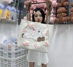 Japanese Fashion Kawaii Cartoon Sheep Women's Handbags Sweet Cute Bow Star Shoulder Underarm Bag High-capacity Y2k Ins Tote Bags Lining Material: POLYESTER Main Material: POLYESTER Style: Casual Closure Type: zipper Occasion: Versatile Gender: WOMEN Decoration: BOW Exterior: NONE Hardness: SOFT Size:35*29*12CM"Size mearsured by ourselves,sometimes has some errors, but always within 3cm." White Harajuku Shoulder Bag With Large Capacity, Harajuku Style Large Capacity White Shoulder Bag, White Harajuku Style Shoulder Bag With Large Capacity, Trendy Shoulder Bag With Cute Design As Gift, Harajuku Style Cute Shoulder Bag For Gift, White Kawaii Bags, White Kawaii Large Capacity Bag, Kawaii Large Capacity White Bag, Cute Large Capacity Rectangular Canvas Bag