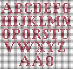 a cross stitch alphabet with the letters in red