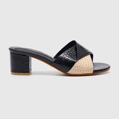 Slide into comfort in these sophisticated sandals set on a stacked heel with a spacious squared-off toe. Color: Black Material: PU Heel Height: 2.36'' Sole Material: Non-slip Rubber Sole Black Square Toe Block Heels For Summer, Black Mules With Deep Heel Cup And Block Heel, Black Mules With Stacked Heel And Square Toe, Black Mules With Block Heel And Deep Heel Cup, Black Summer Block Heels With Open Heel, Black Open Toe Block Heels For Summer, Black Open Heel Block Heels For Summer, Black Sandals With Padded Block Heel, Black Block Heel Summer Mules