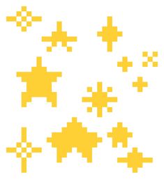 an image of pixelated yellow stars on white background