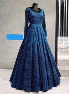 Frock For Reception Indian, Grown Dress Indian Wedding, Chikankari Gown Designs, Long Gown Ideas Indian, India Gown Dress, Lehanga With Long Kurti, Elegant Indian Outfits Anarkali, Wedding Anarkali Dress Indian Bridal, Anarkali Gown Design