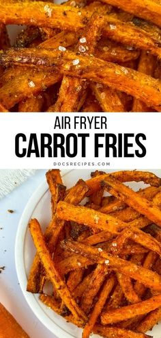 air fryer carrot fries in a white bowl