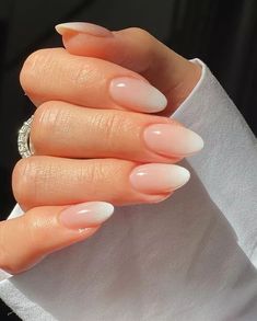 Stiletto Nails Short, White Gradient, Press On Nails Medium, Minimal Nails, Fake Nails With Glue, Nails Medium