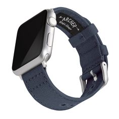 Apple Watch Canvas - Navy Blue/Silver Aluminum – Archer Watch Straps Watch Bands For Apple Watch, Bands For Apple Watch, Cell Phones And Accessories, Latest Smartphones, Textured Canvas, Apple Watch Models, Style Upgrade, Watch Straps, Vintage Canvas