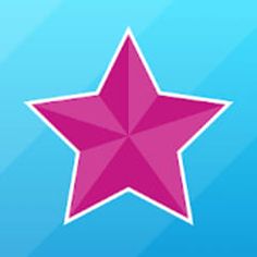 a pink star on a blue background