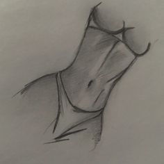 a pencil drawing of a woman's torso