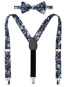 PRICES MAY VARY. Pre-tied floral bow tie and adjustable elastic suspenders set for boys, ideal for ringbearers at weddings, and occasions such as Easter, Christmas or children's birthday parties SMALL size suspenders is 25 inch long for small boy 6 months to 5 years; MEDIUM is 31 inch long for age 6-12 kids, general under 5 feet; LARGE size suspenders is 43 inch for big boys and adults 5' - 5' 9" tall Y-shape suspenders are adjustable. High quality clips on suspender has plastic teeth giving a f Adjustable Bow Tie For Spring Party, Spring Adjustable Bow Tie, Adjustable Belts And Suspenders For Summer, Summer Bow Tie With Adjustable Ties As Gift, Summer Gift Bow Tie, Adjustable Black Bow Tie For Summer, Black Adjustable Bow Tie For Summer, Summer Belts And Suspenders With Adjustable Straps, Suspenders And Bow Tie