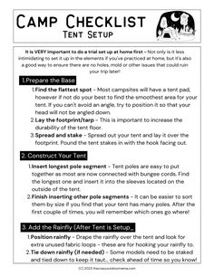 a printable camp checklist with instructions to help students learn how to use it