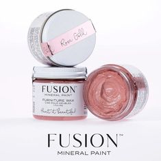 a jar of fuson mineral paint next to it's lid on a white background